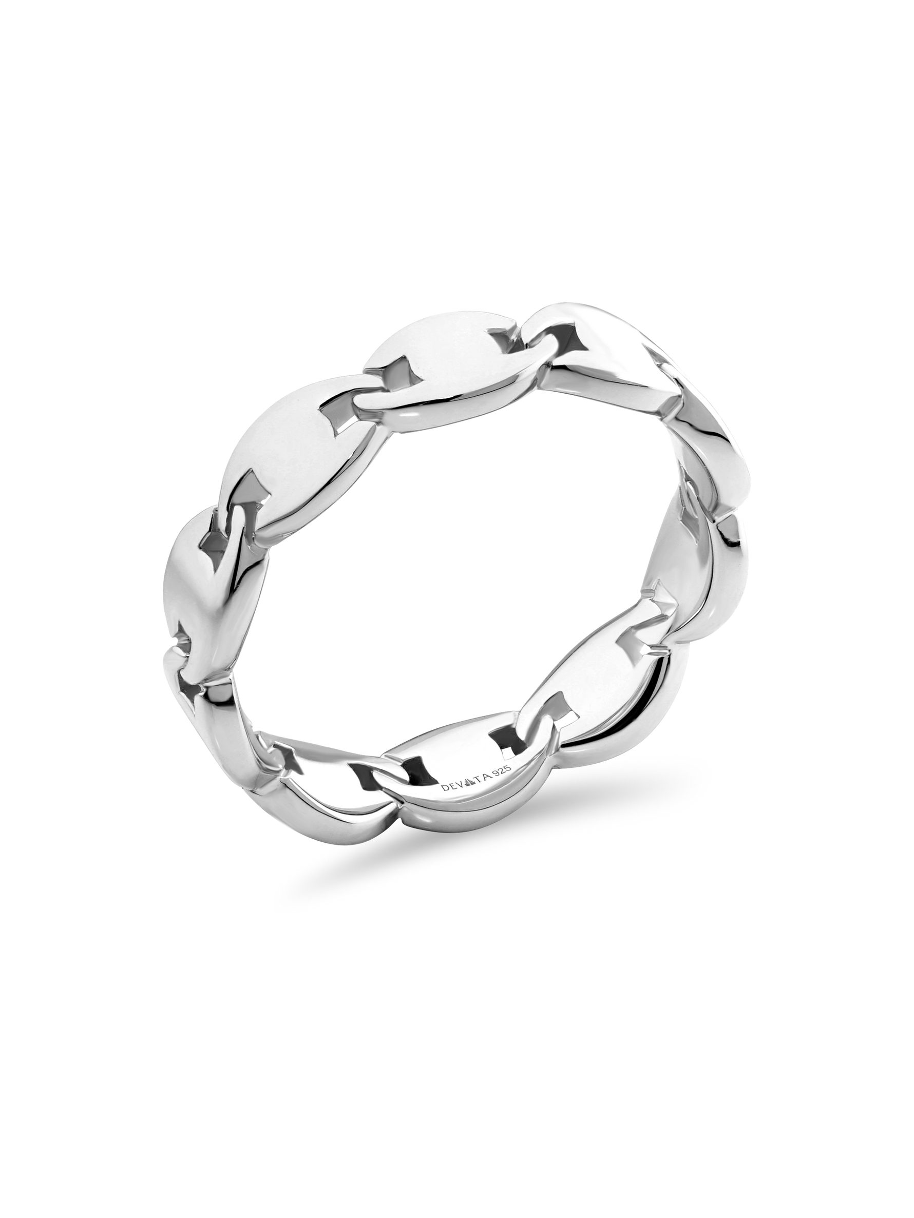 DEVATA Mariner Link Ring in Rhodium Plated Sterling Silver