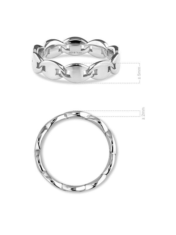 Mariner Link Ring in Rhodium Plated Sterling Silver