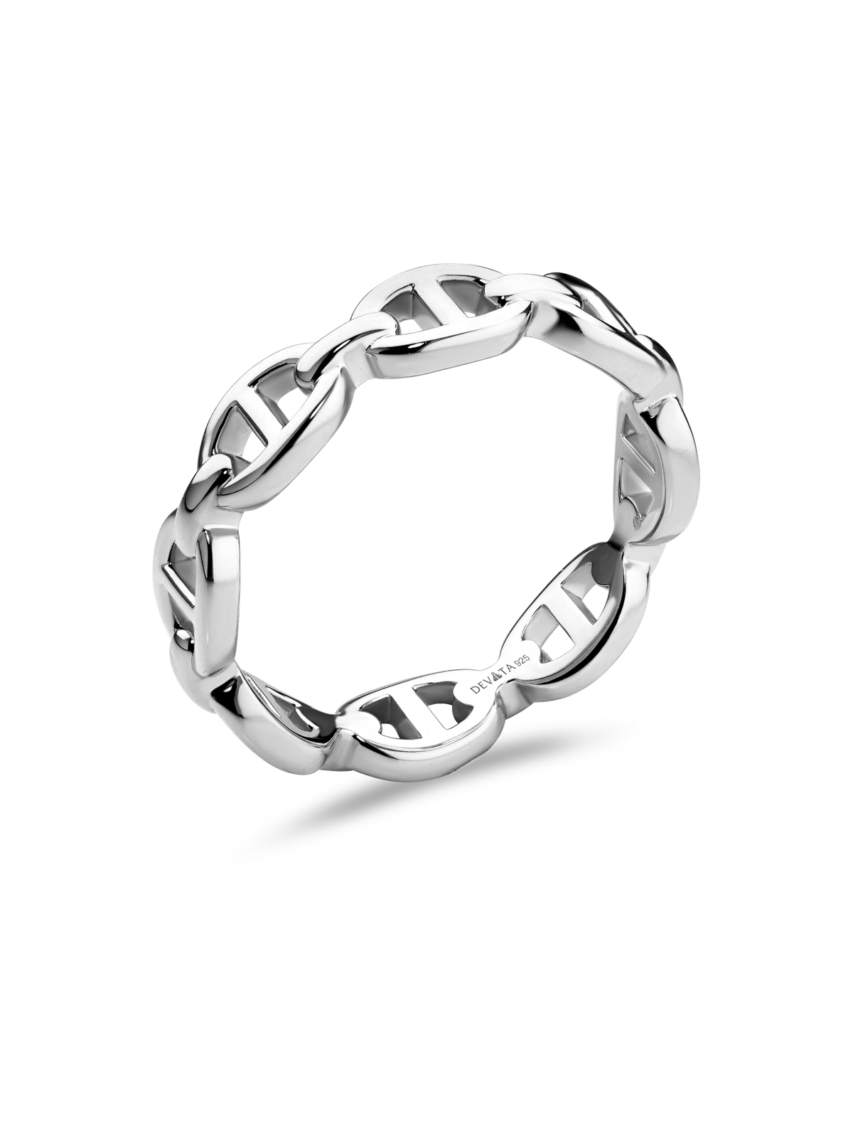 DEVATA Mariner Link Ring in Rhodium Plated Sterling Silver