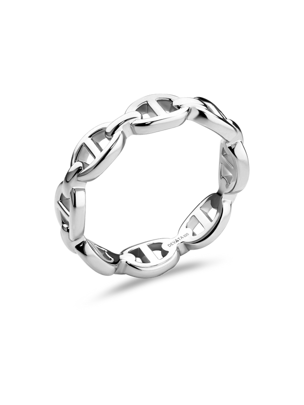 Mariner Link Ring in Rhodium Plated Sterling Silver