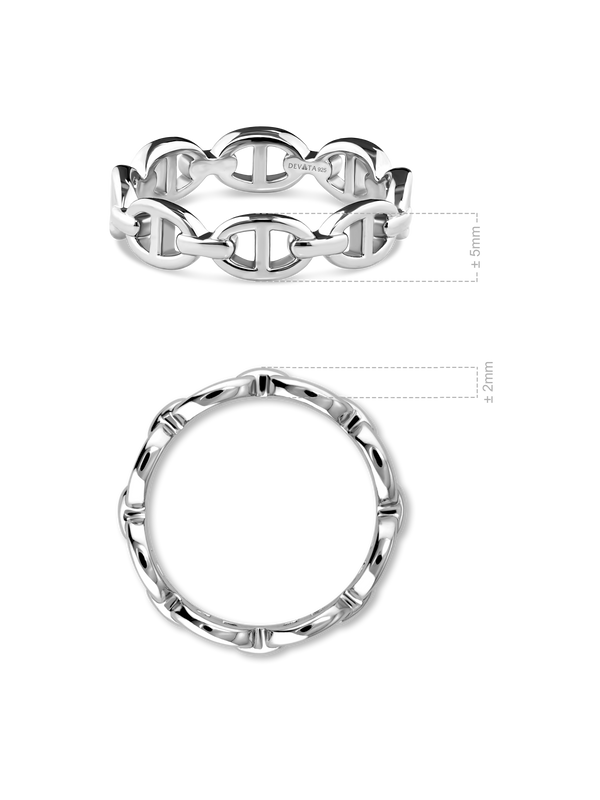 Mariner Link Ring in Rhodium Plated Sterling Silver