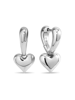 DEVATA Sweet Heart Hoop Earrings in Rhodium Plated Sterling Silver