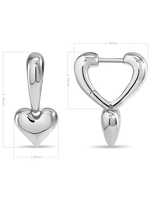 DEVATA Sweet Heart Hoop Earrings in Rhodium Plated Sterling Silver