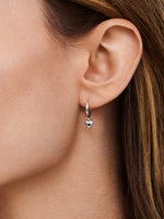 Heart Hoop Earrings in Rhodium Plated Sterling Silver