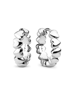 Sweet Heart Hoop Earrings in Rhodium Plated Sterling Silver