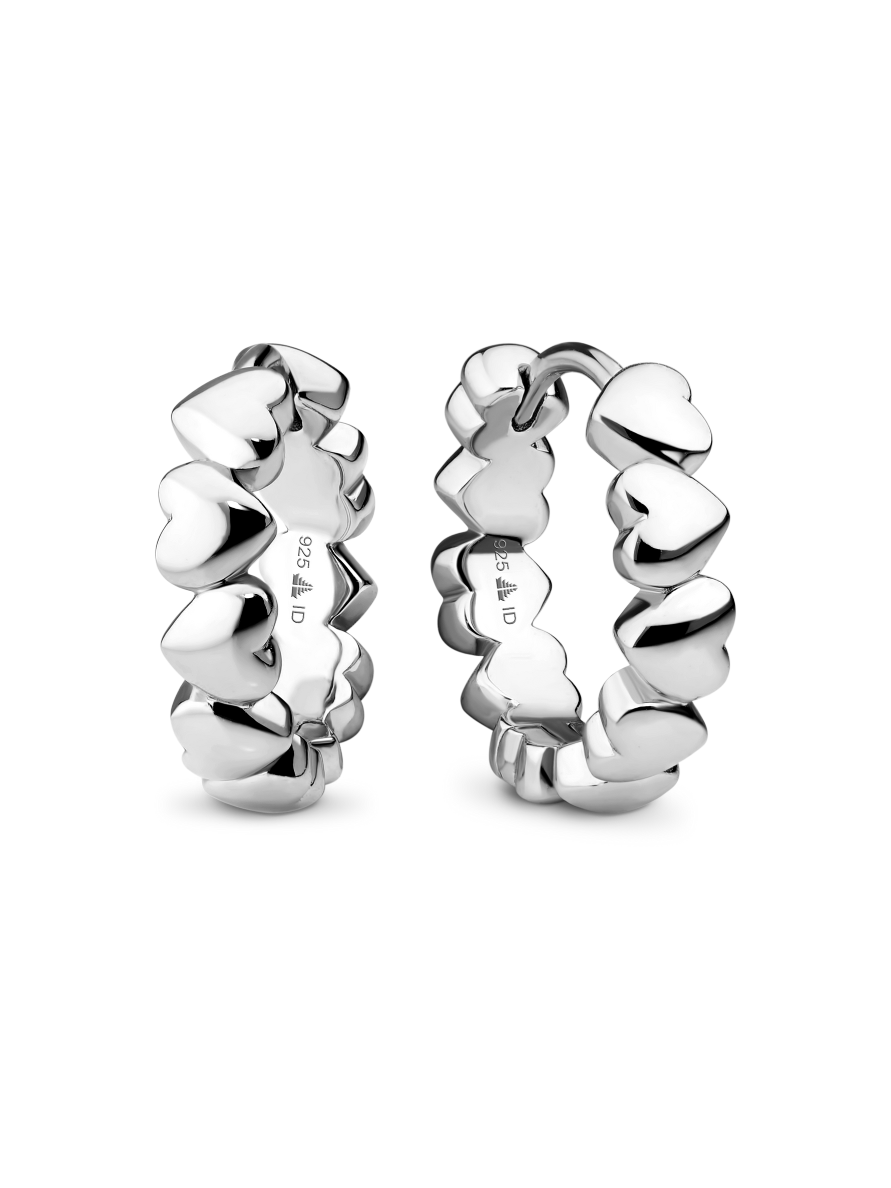 Sweet Heart Hoop Earrings in Rhodium Plated Sterling Silver