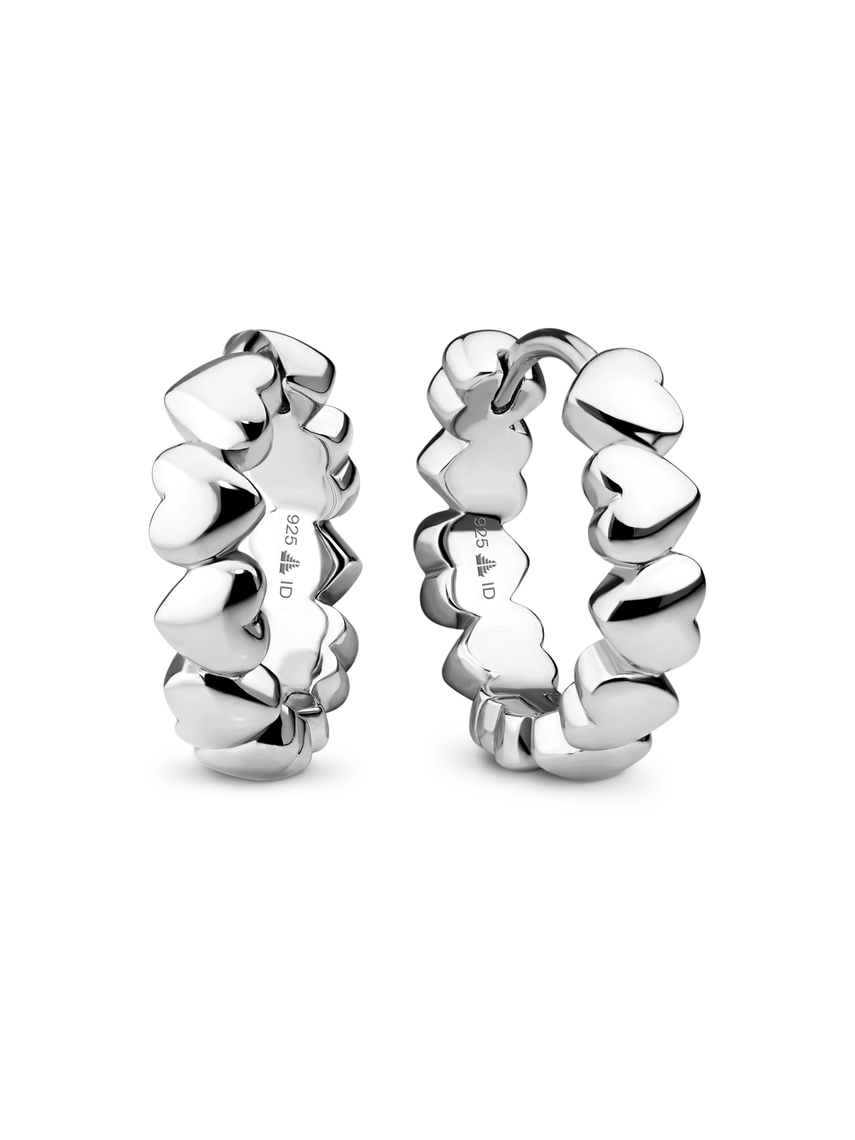 DEVATA Sweet Heart Hoop Earrings in Rhodium Plated Sterling Silver#sterling-silver
