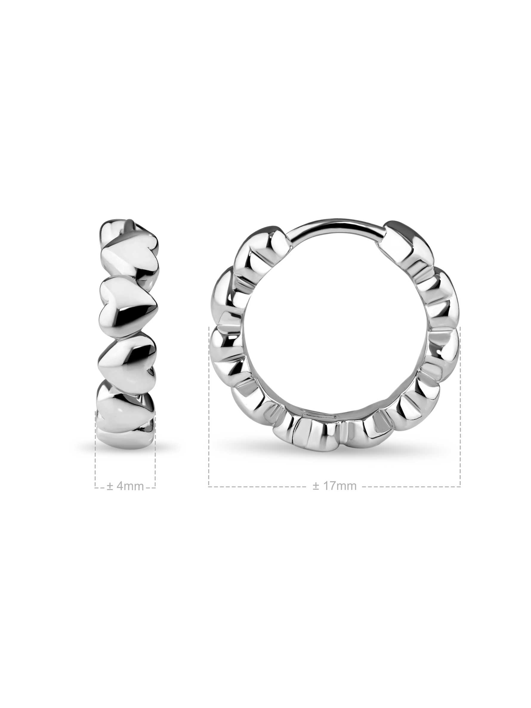 Sweet Heart Hoop Earrings in Rhodium Plated Sterling Silver