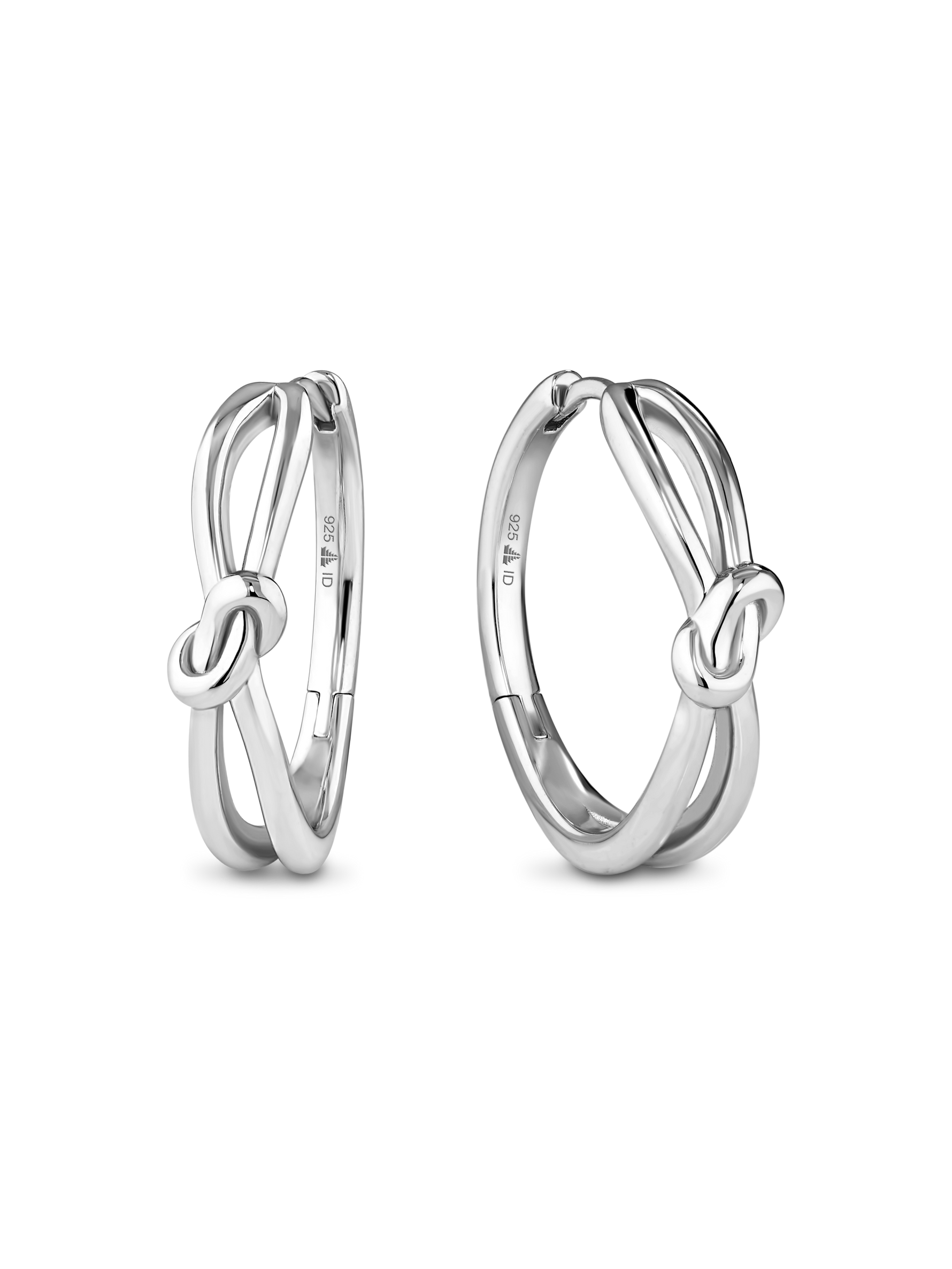 Love Knot Hoop Earrings in Rhodium Plated Sterling Silver