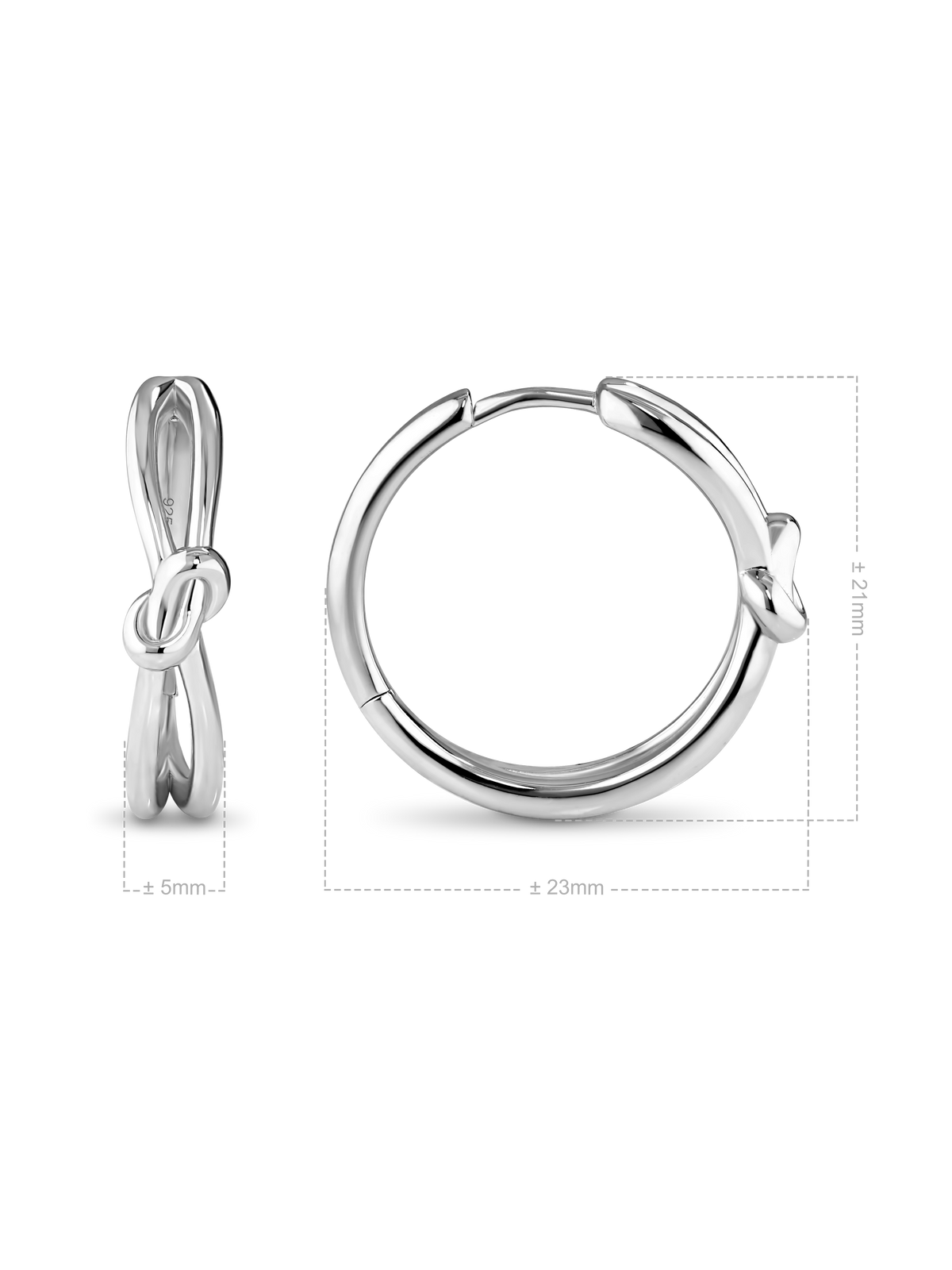 Love Knot Hoop Earrings in Rhodium Plated Sterling Silver