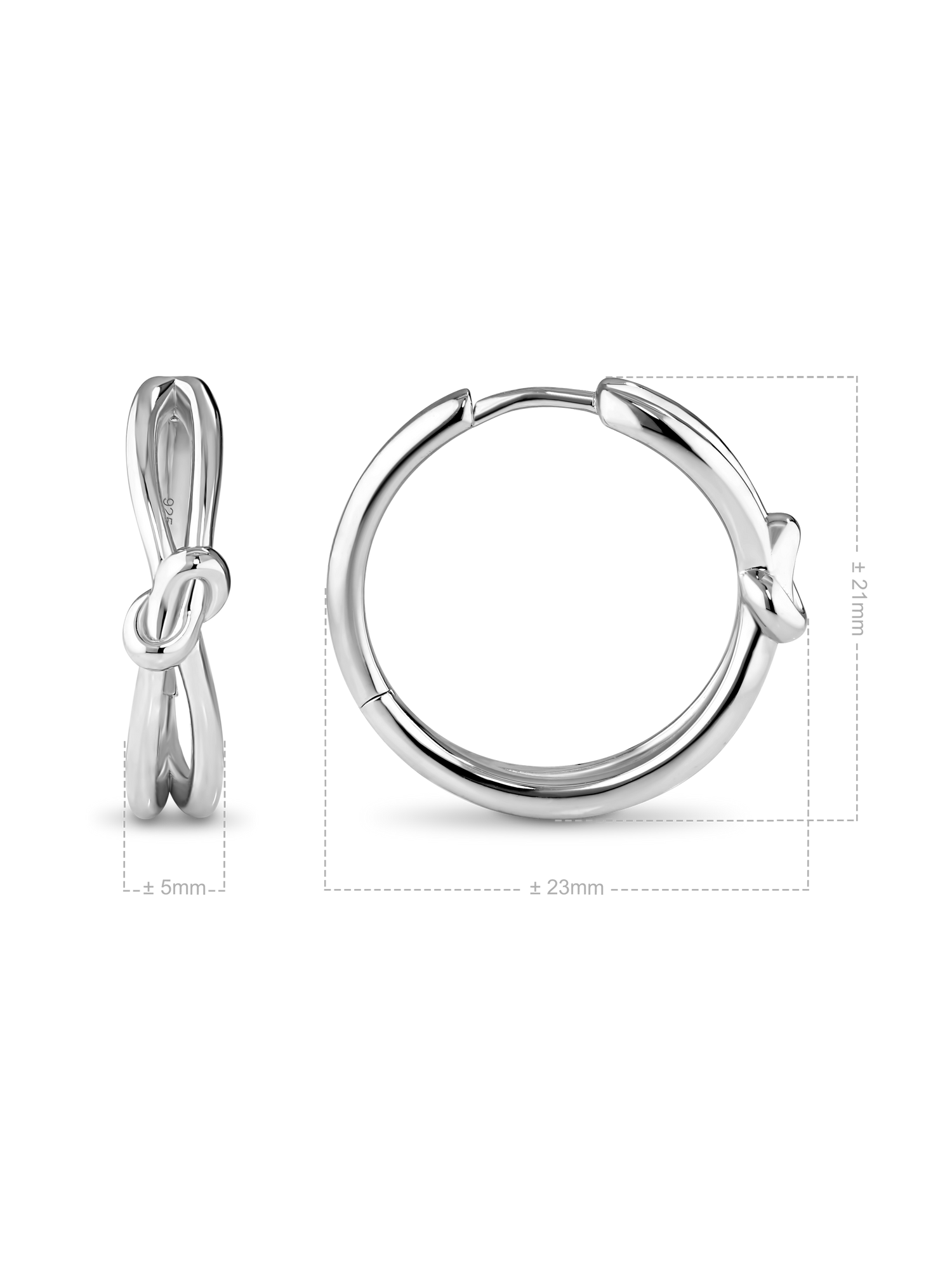 Love Knot Hoop Earrings in Rhodium Plated Sterling Silver