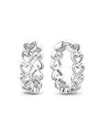 Open Heart Hoop Earrings in Rhodium Plated Sterling Silver