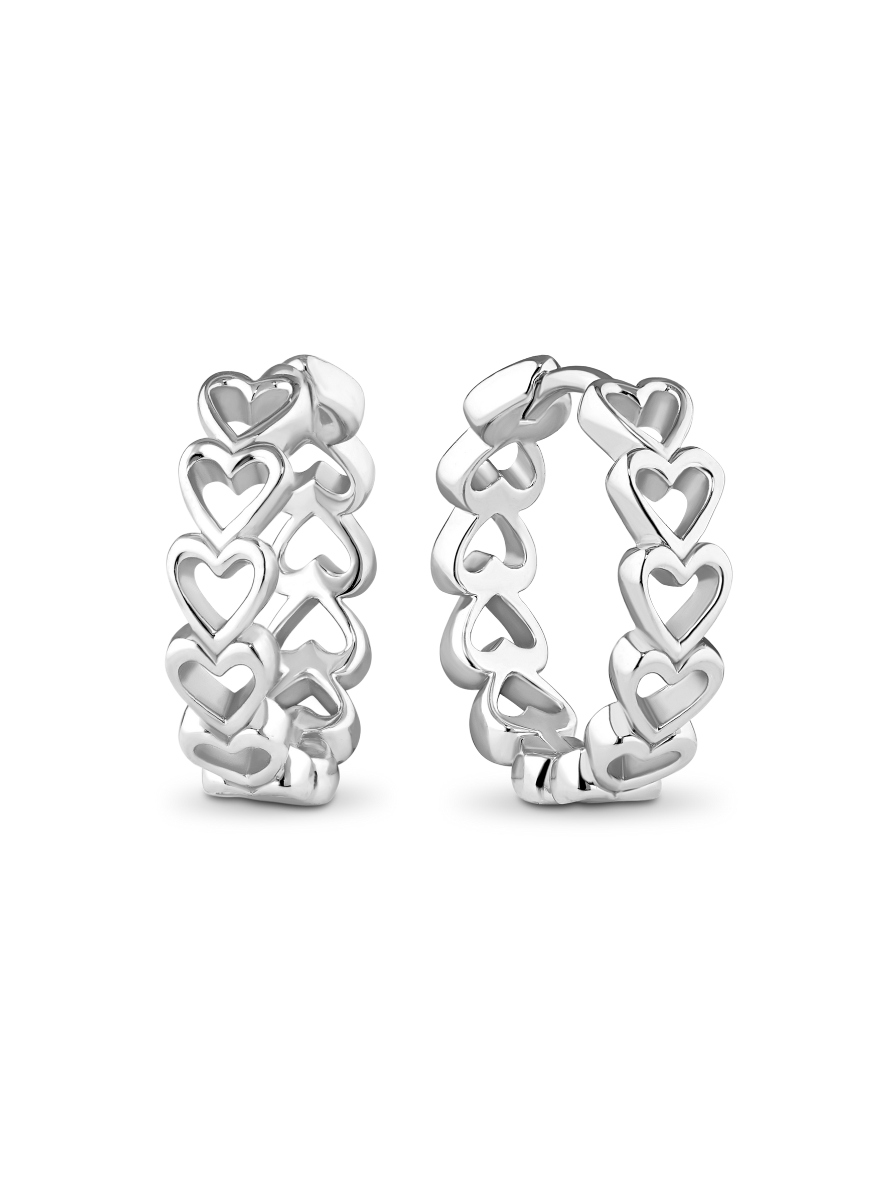 Open Heart Hoop Earrings in Rhodium Plated Sterling Silver