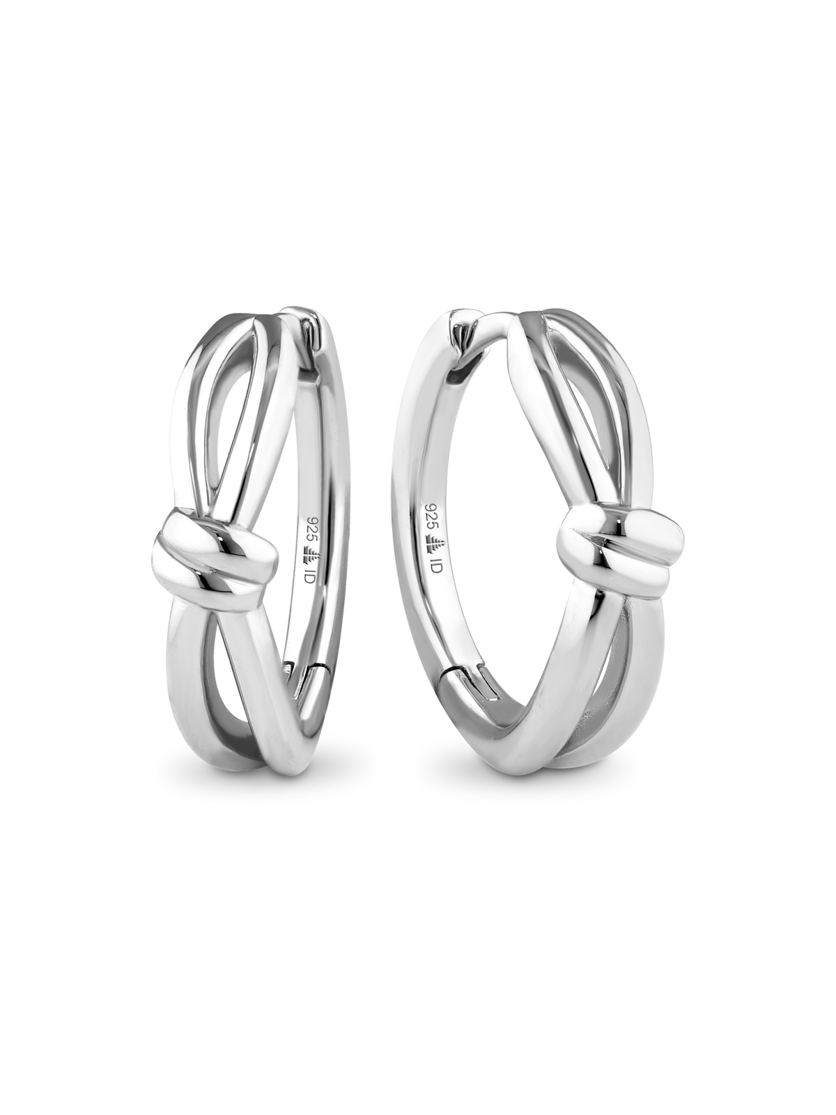 Love Knot Hoop Earrings in Rhodium Plated Sterling Silver
