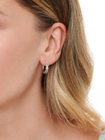 Love Knot Hoop Earrings in Rhodium Plated Sterling Silver