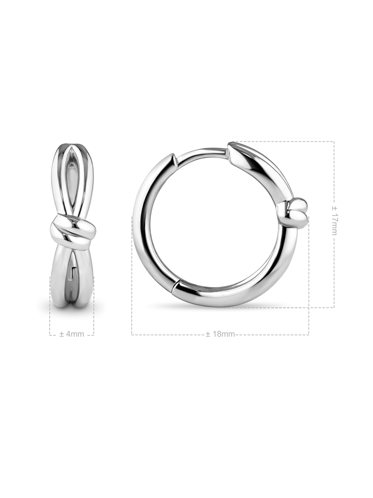 Love Knot Hoop Earrings in Rhodium Plated Sterling Silver