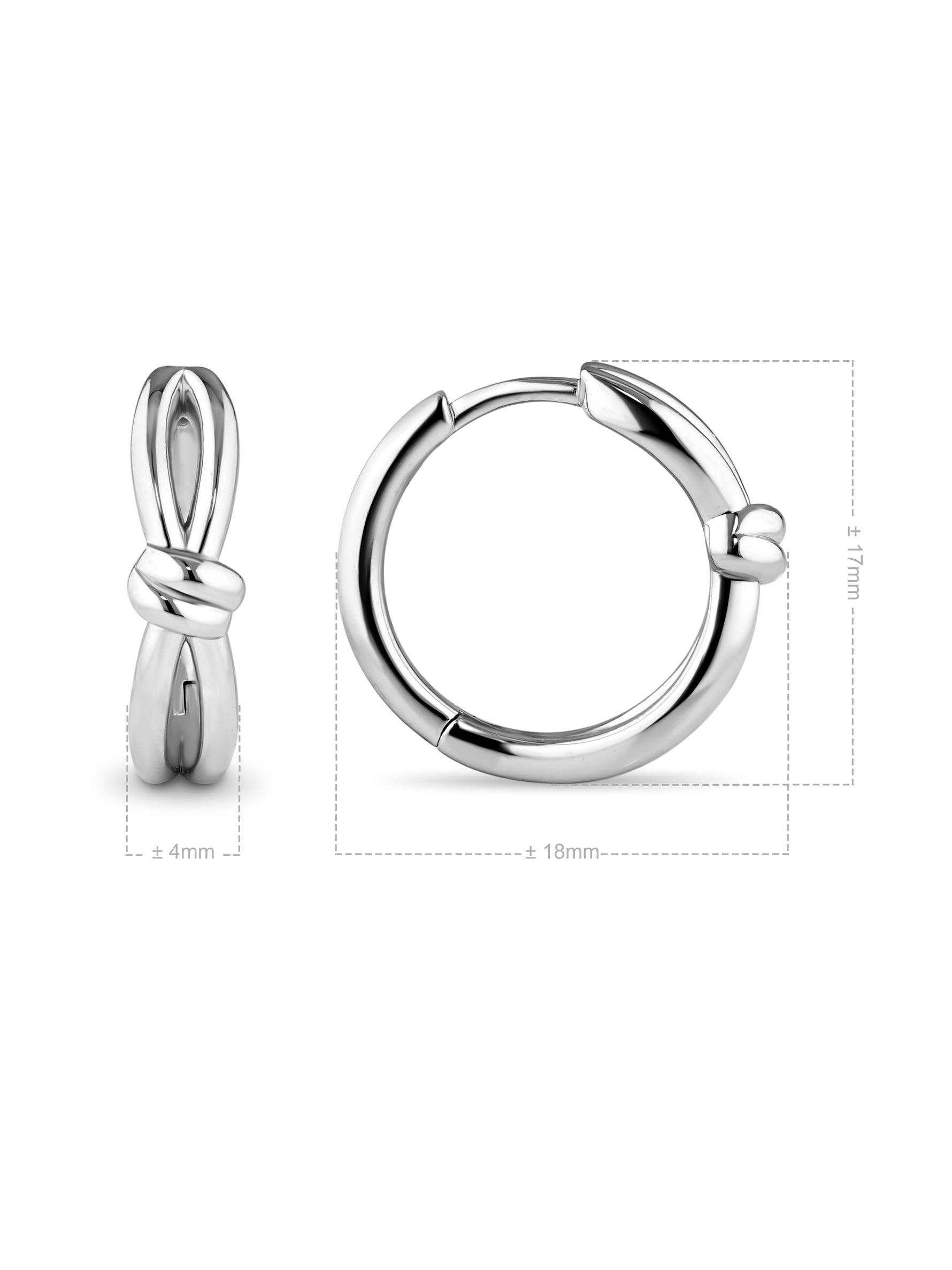 Love Knot Hoop Earrings in Rhodium Plated Sterling Silver