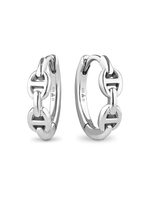DEVATA Mariner Hoop Earrings in Rhodium Plated Sterling Silver