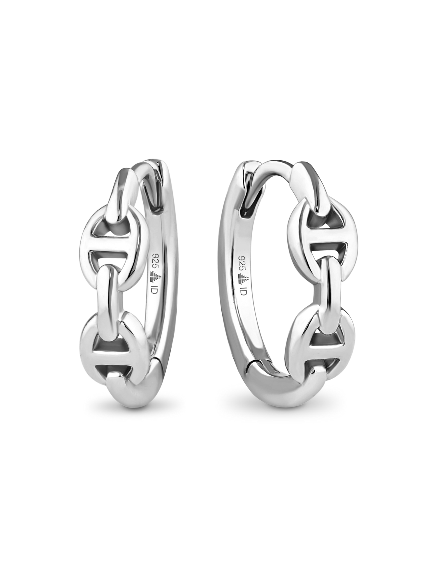 DEVATA Mariner Hoop Earrings in Rhodium Plated Sterling Silver