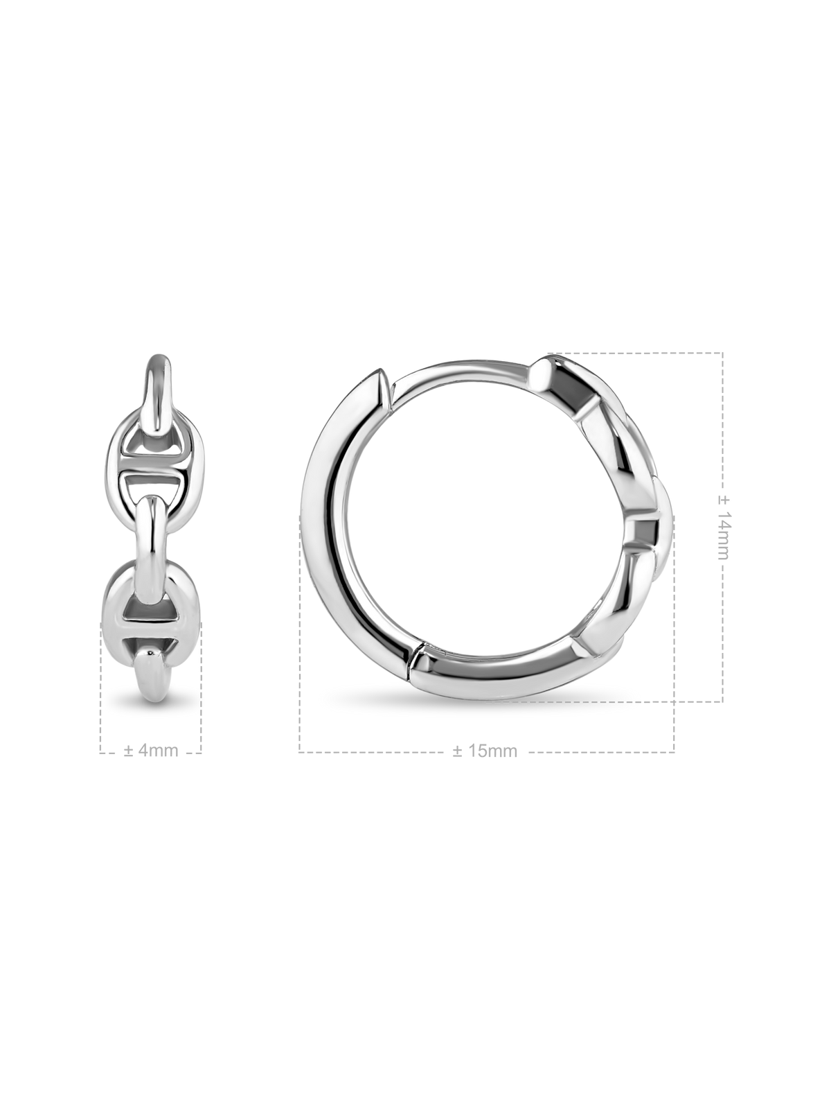 DEVATA Mariner Hoop Earrings in Rhodium Plated Sterling Silver