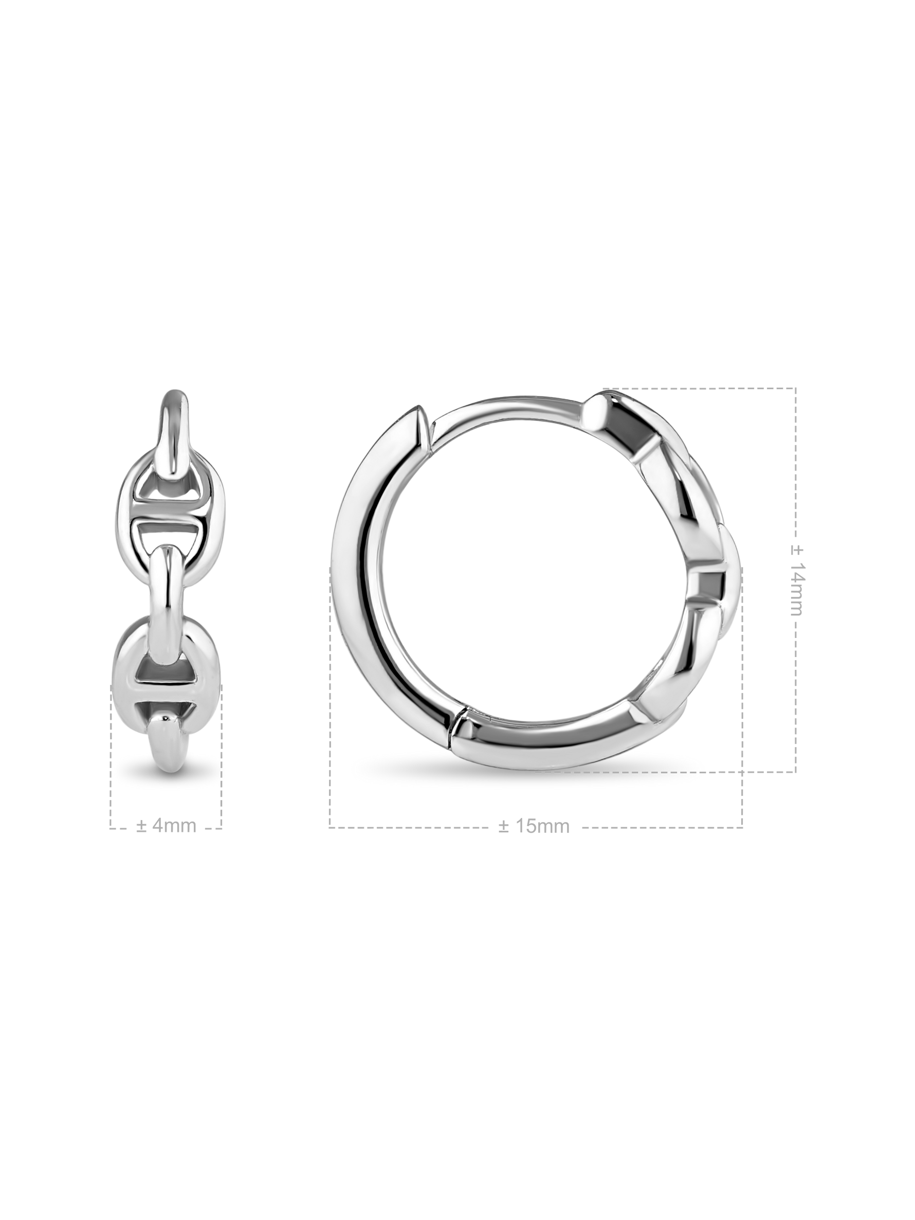 DEVATA Mariner Hoop Earrings in Rhodium Plated Sterling Silver