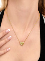 DEVATA Contour-lined Heart Necklace in Gold Plated Sterling Silver