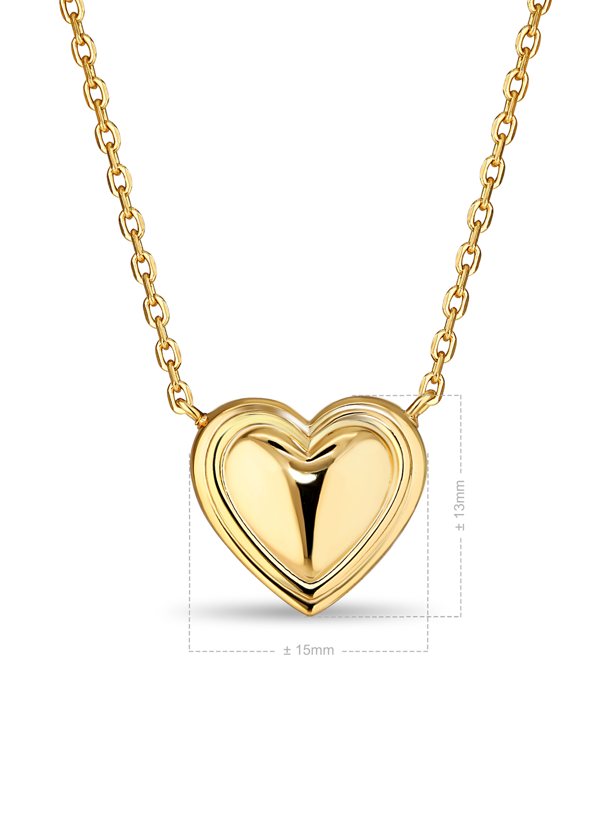DEVATA Contour-lined Heart Necklace in Gold Plated Sterling Silver