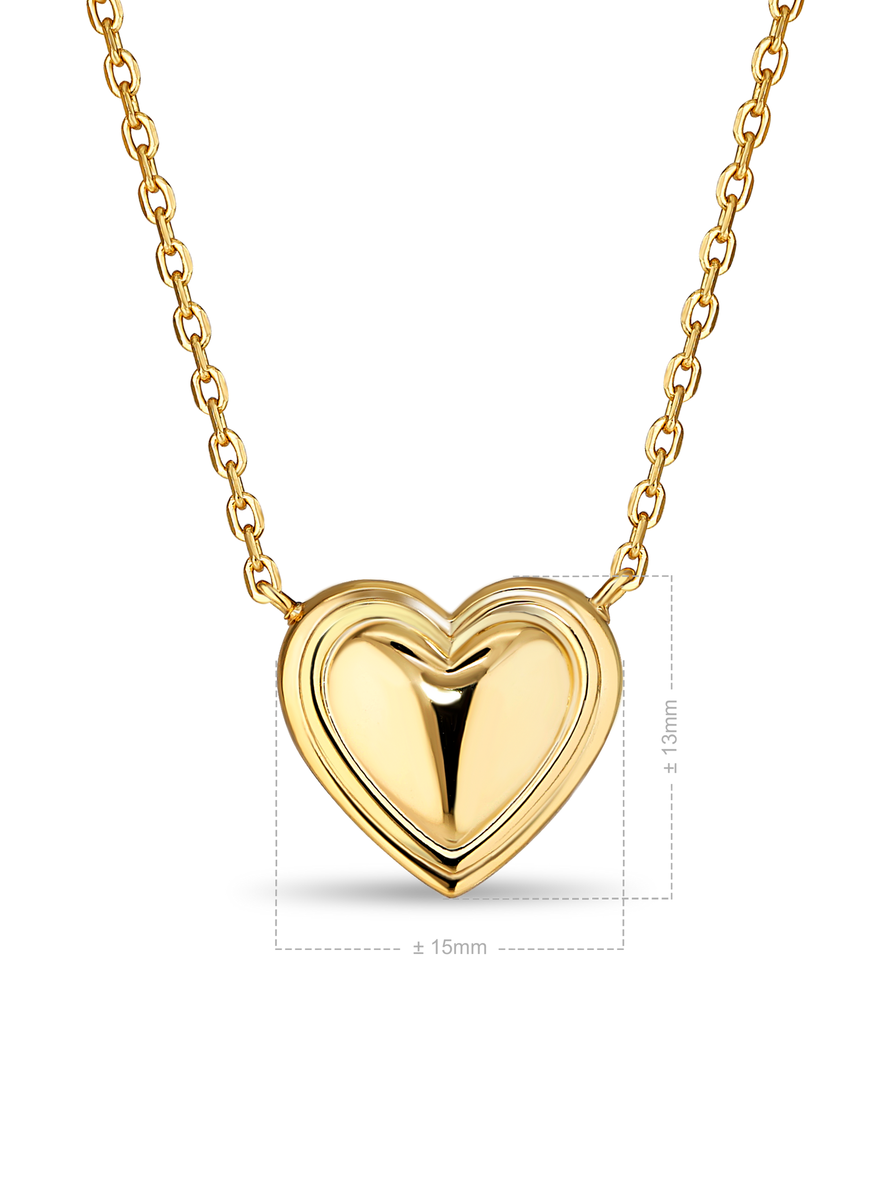 DEVATA Contour-lined Heart Necklace in Gold Plated Sterling Silver