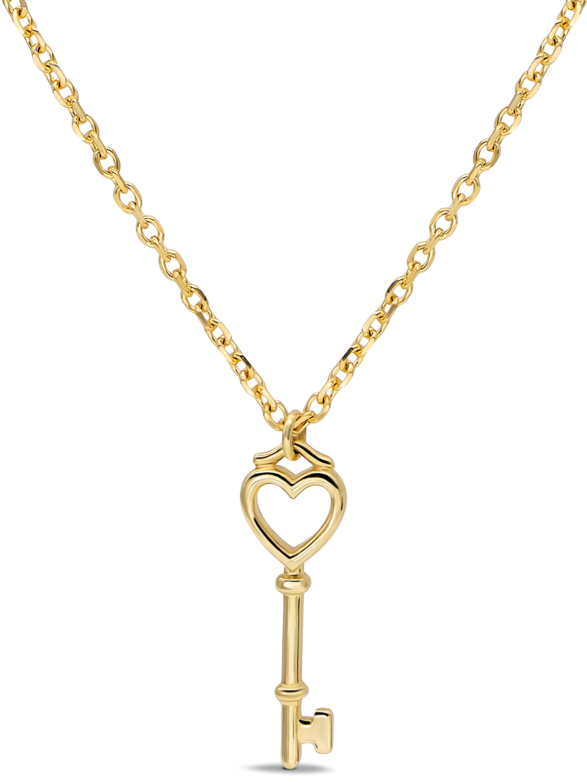 DEVATA 14K Gold Heart Key Pendant Necklace