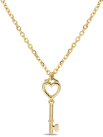 DEVATA 14K Gold Heart Key Pendant Necklace