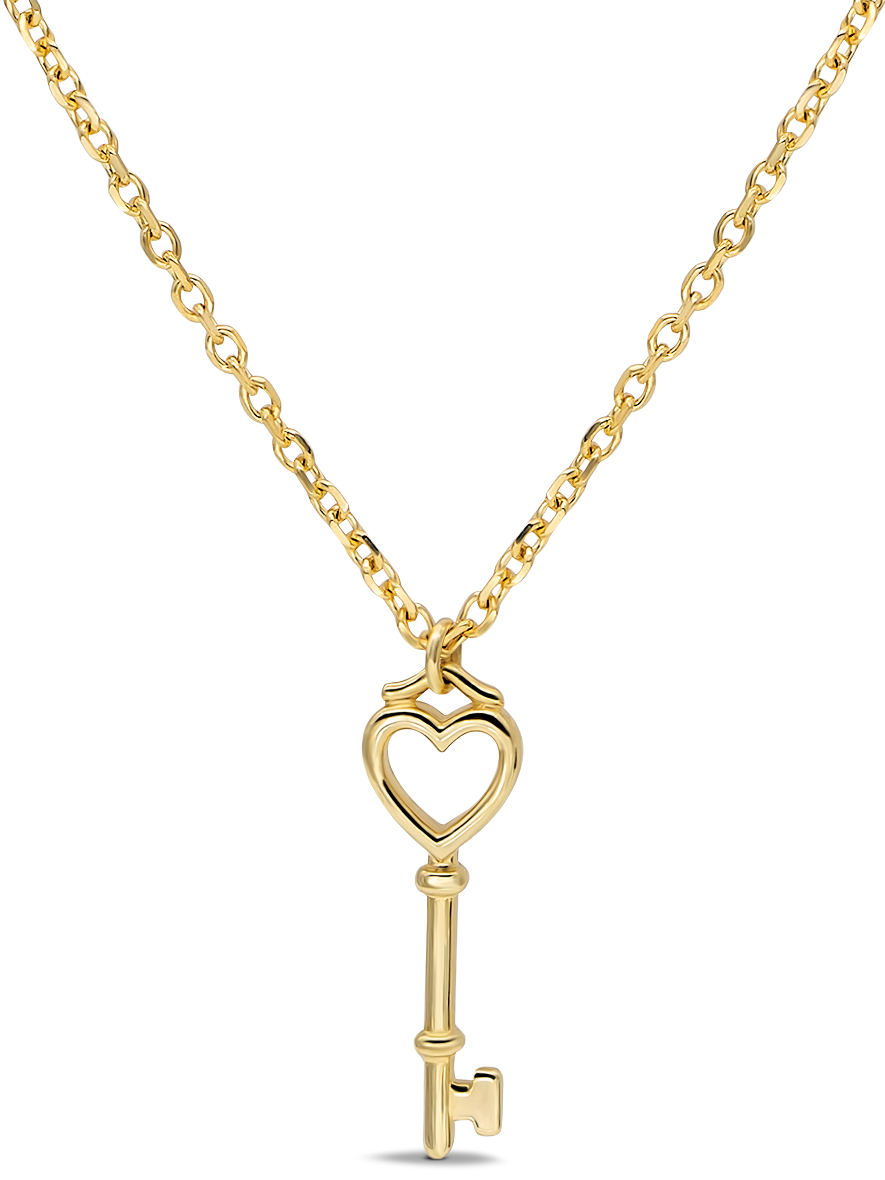 DEVATA 14K Gold Heart Key Pendant Necklace