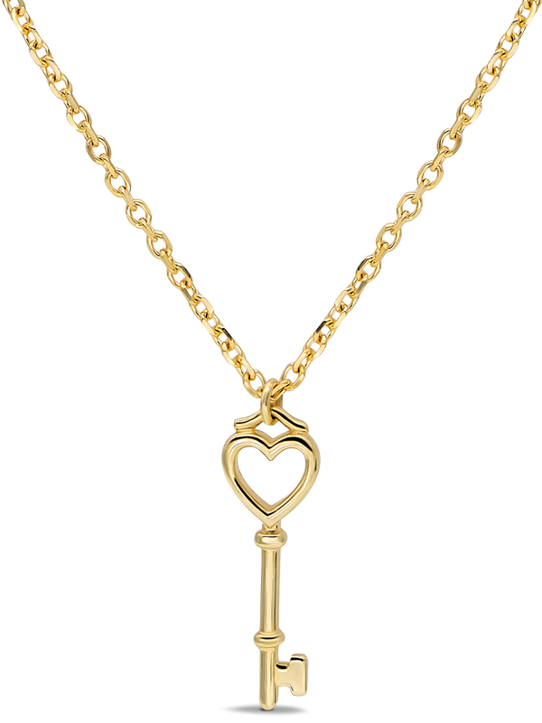 DEVATA 14K Gold Heart Key Pendant Necklace