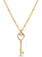 DEVATA 14K Gold Heart Key Pendant Necklace