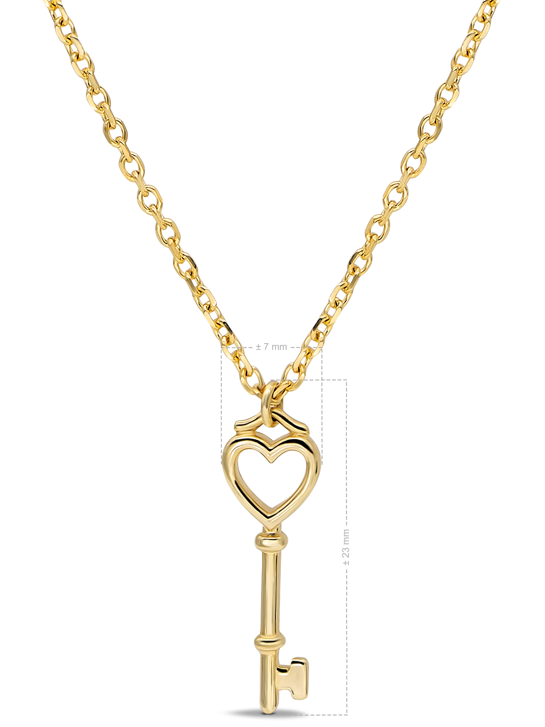 DEVATA 14K Gold Heart Key Pendant Necklace