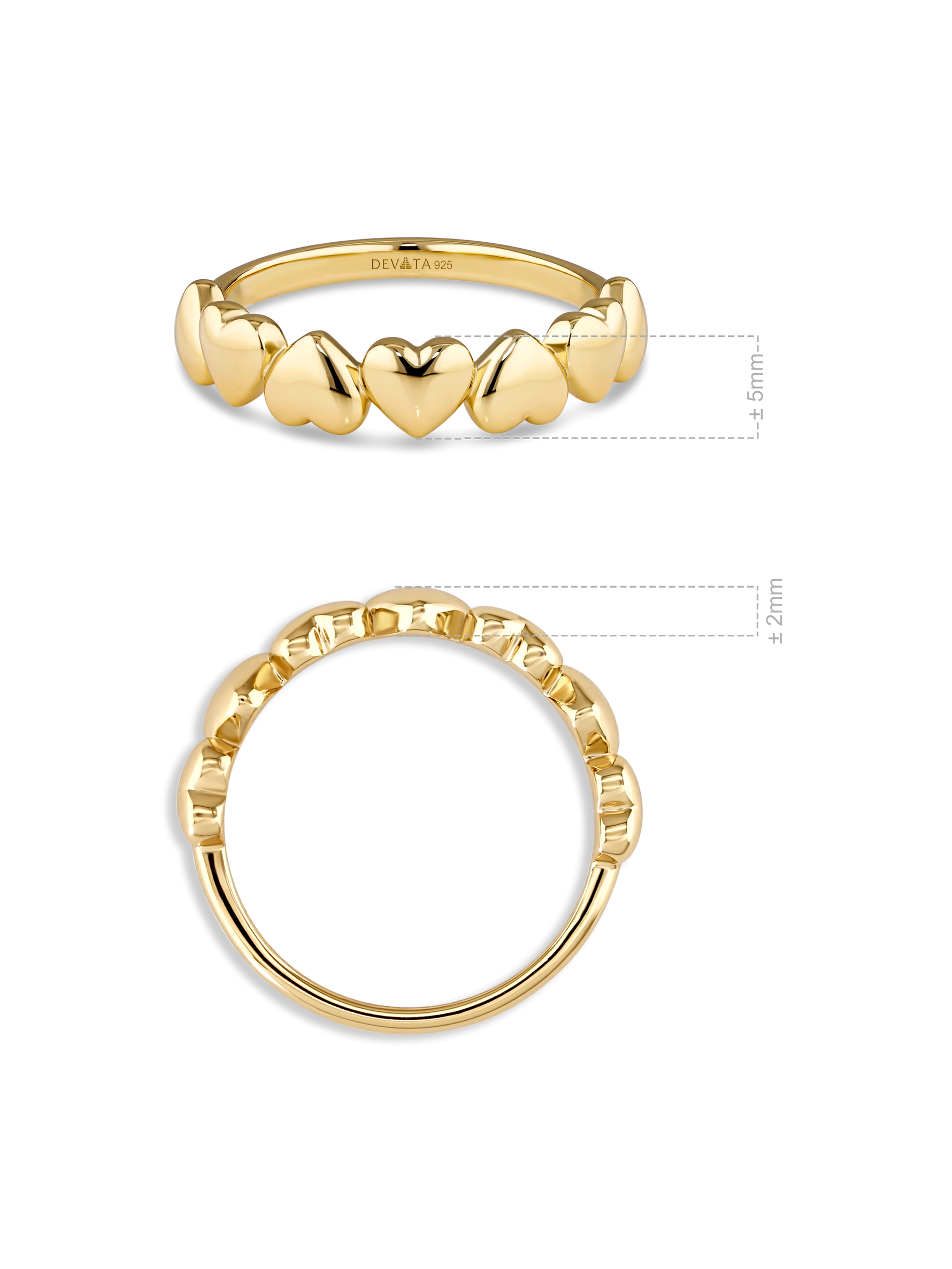 DEVATA Sweet Heart Ring in Gold Plated Sterling Silver