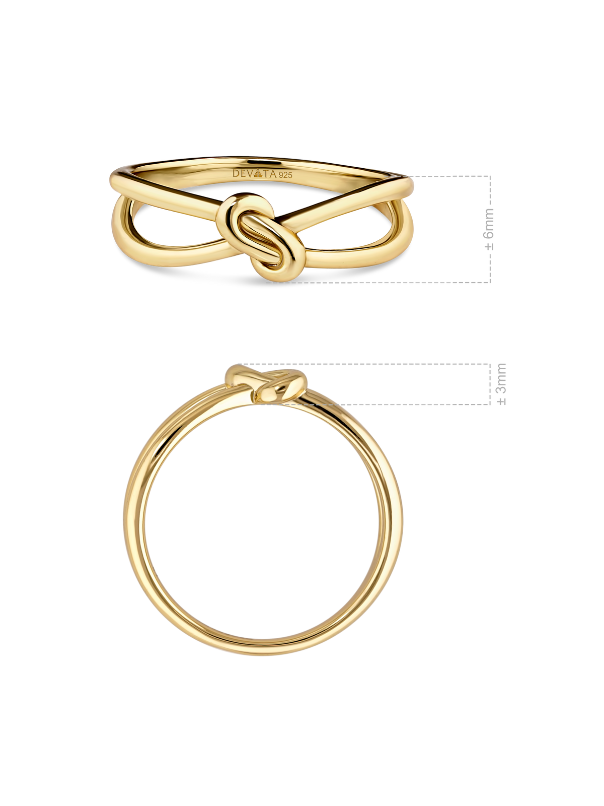 Love Knot Ring in Gold Plated Sterling Silver