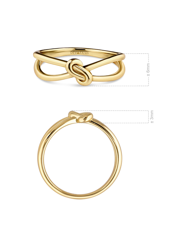 Love Knot Ring in Gold Plated Sterling Silver