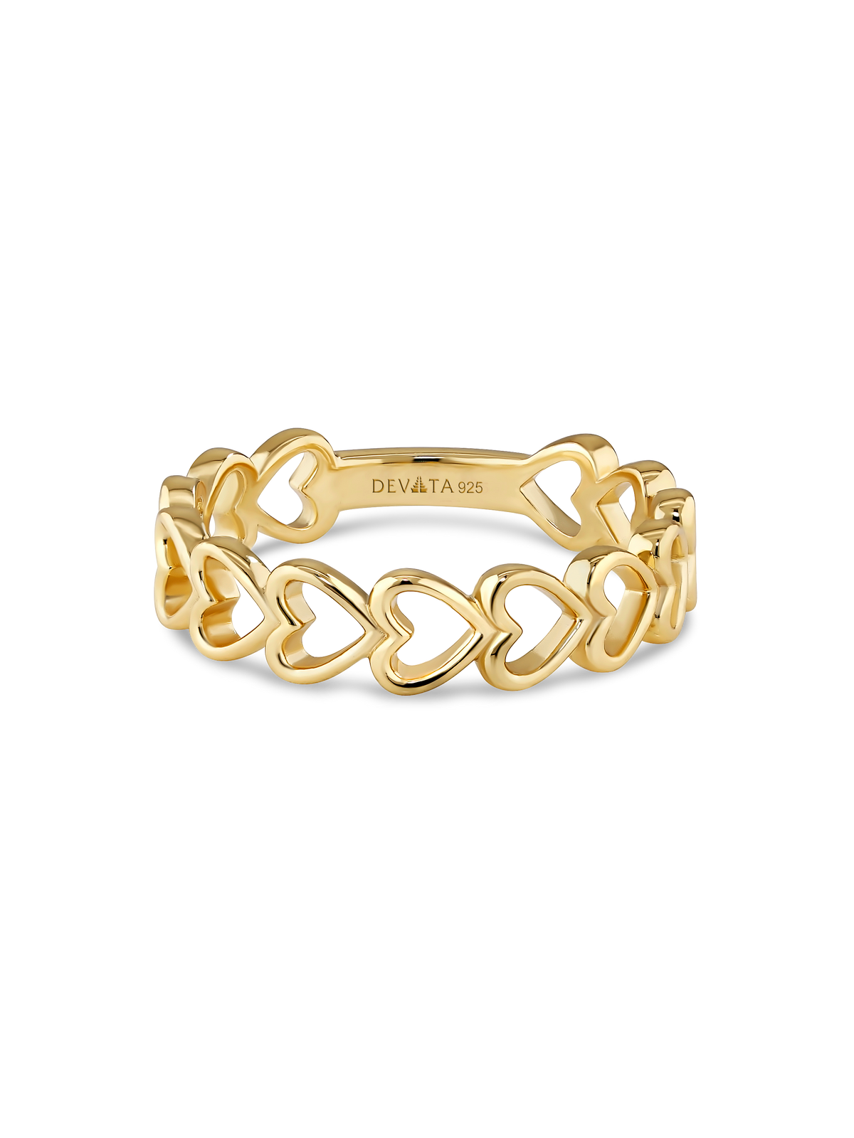 DEVATA Open Heart Ring in Gold Plated Sterling Silver
