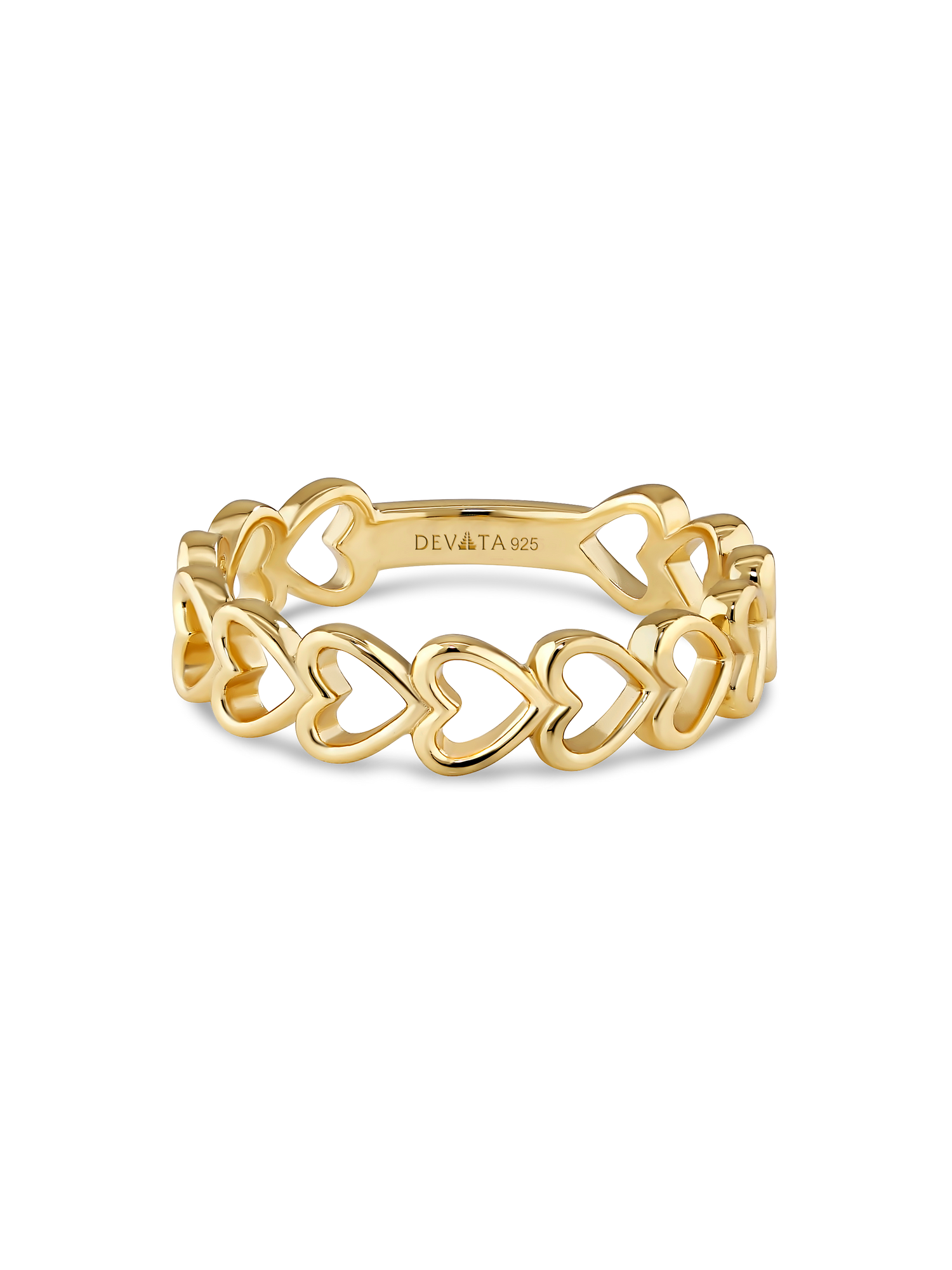 DEVATA Open Heart Ring in Gold Plated Sterling Silver