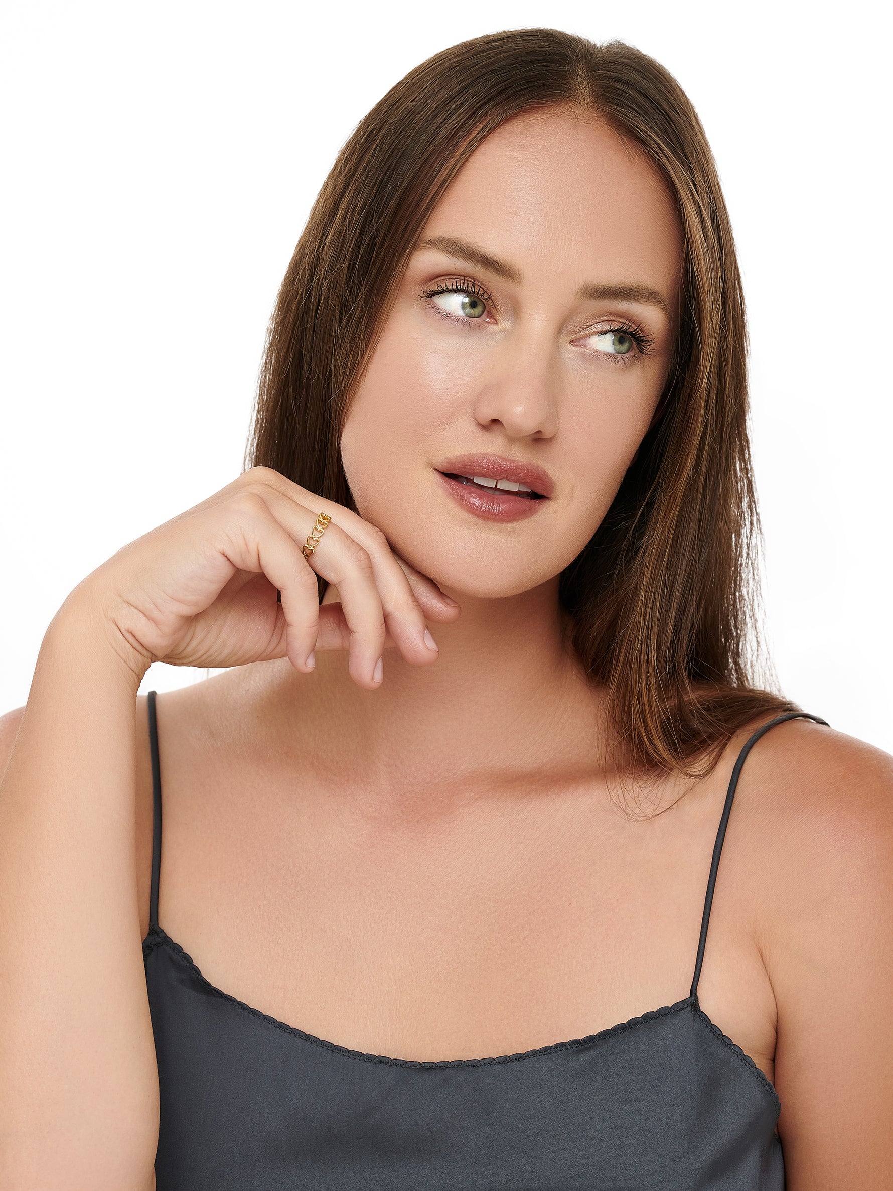 DEVATA Open Heart Ring in Gold Plated Sterling Silver