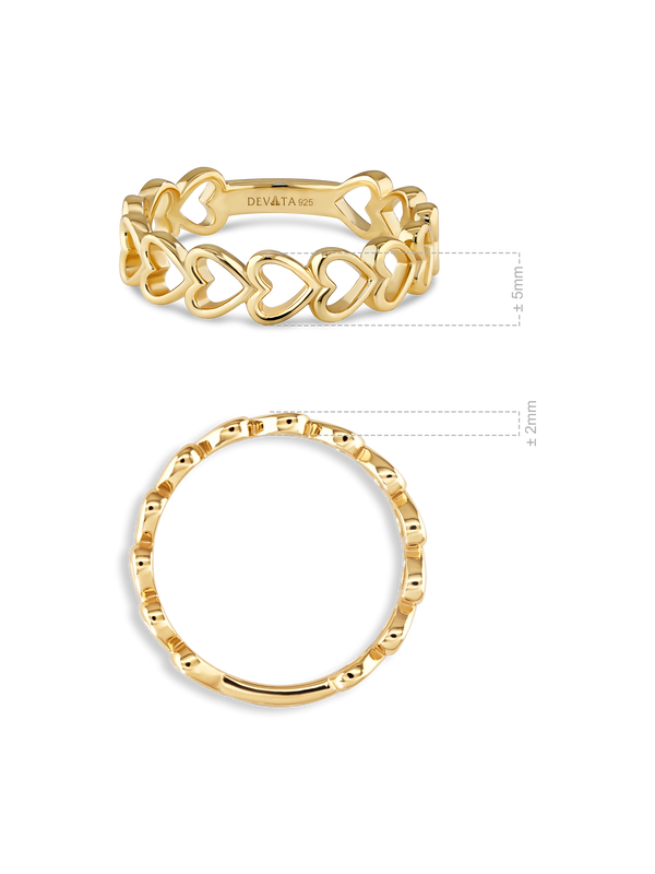 Gold Plated Sterling Silver Open Heart Ring