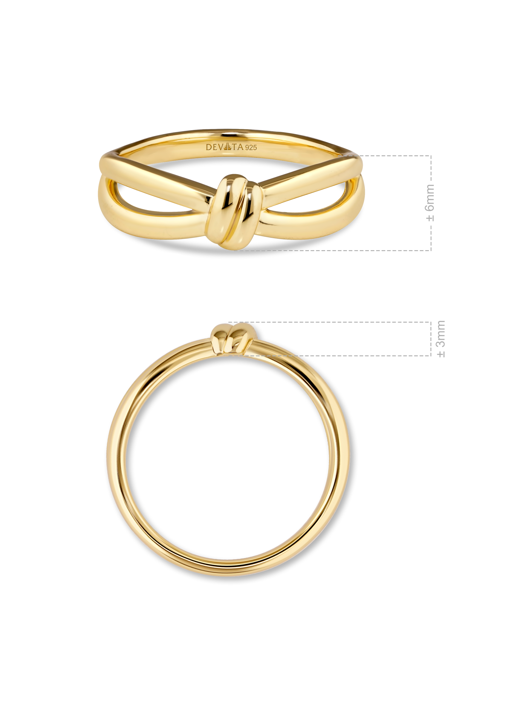 Love Knot Ring in Gold Plated Sterling Silver