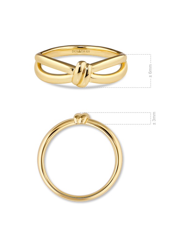 Love Knot Ring in Gold Plated Sterling Silver