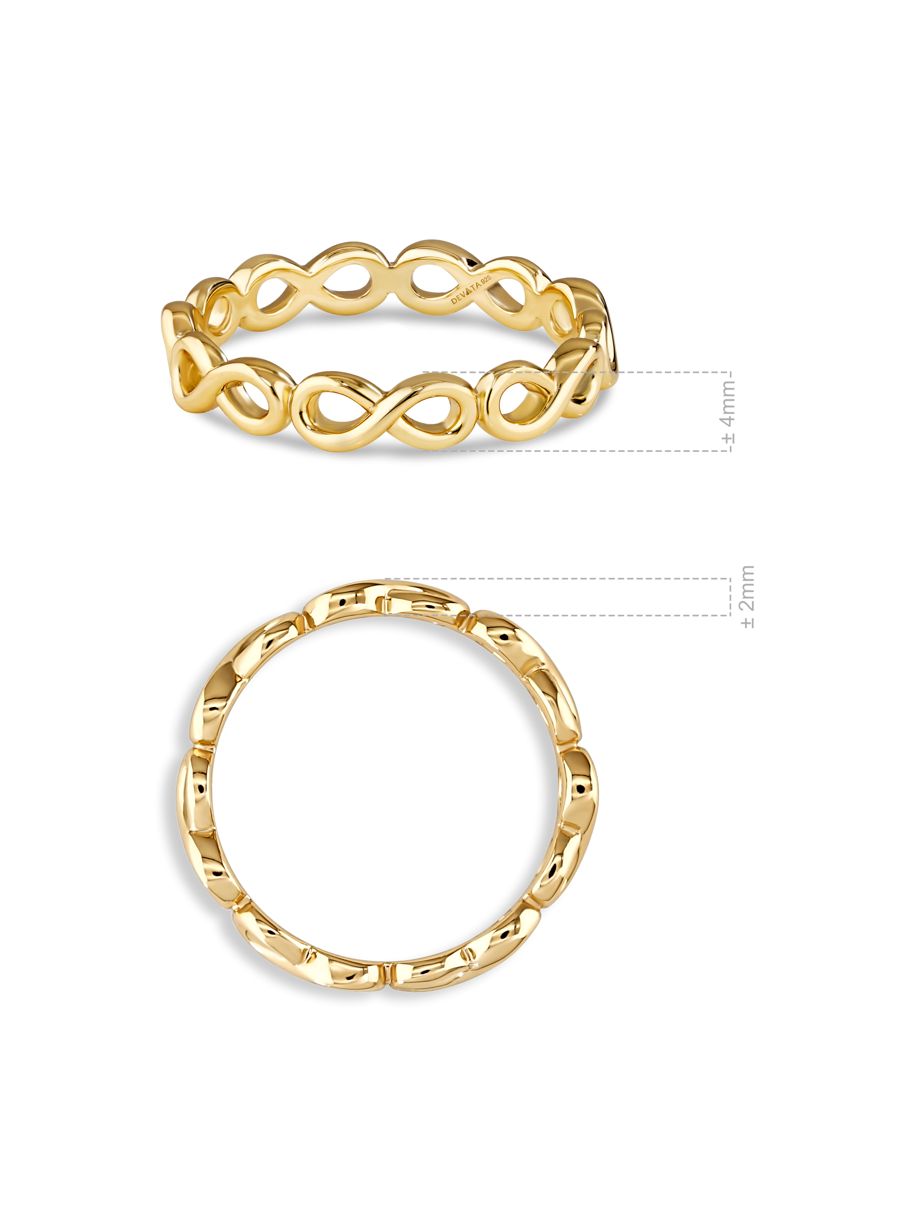 DEVATA Infinity Eternity Ring in Gold Plated Sterling Silver