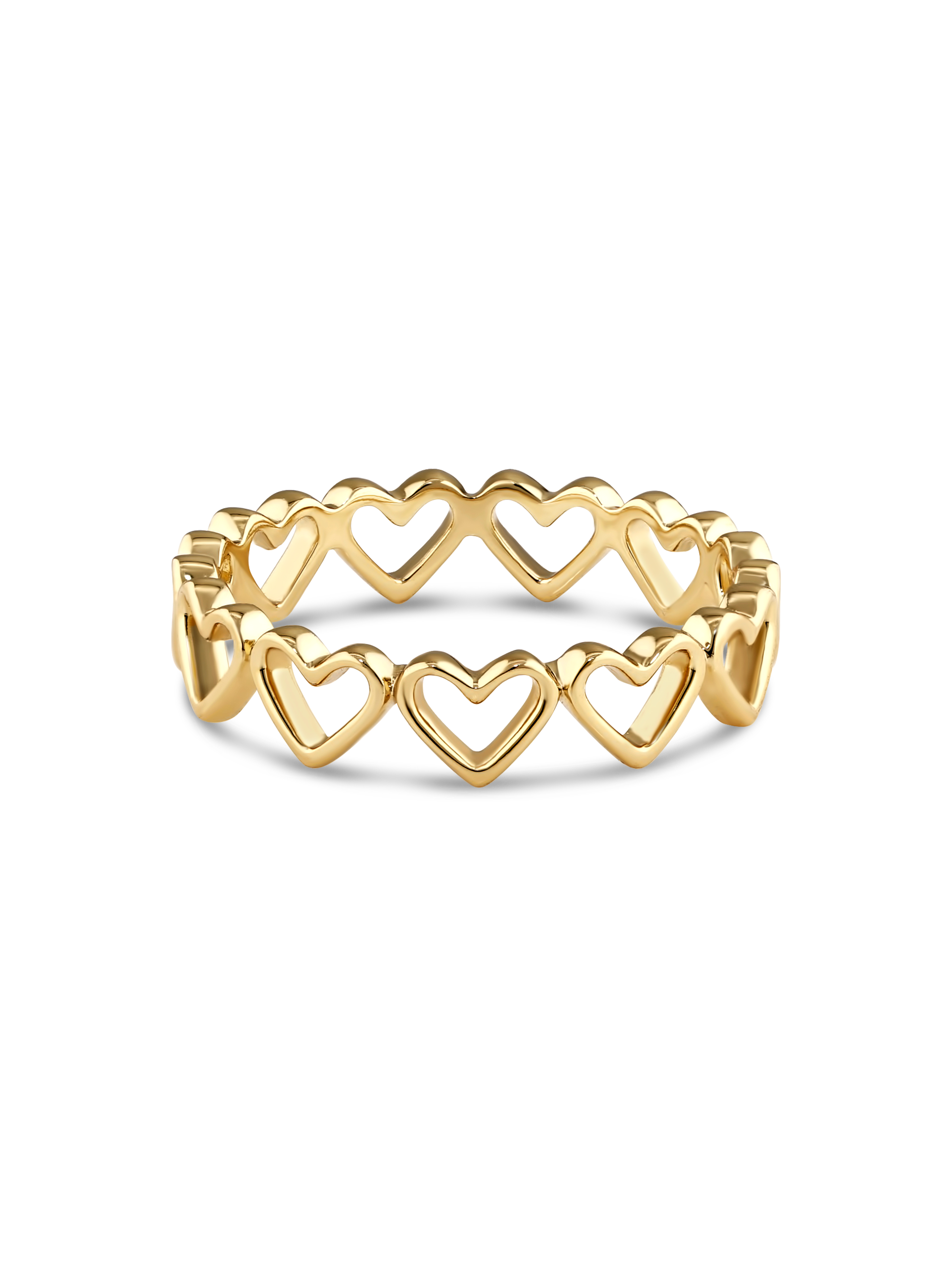 Open Heart Eternity Ring in Gold Plated Sterling Silver