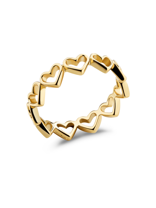 Open Heart Eternity Ring in Gold Plated Sterling Silver