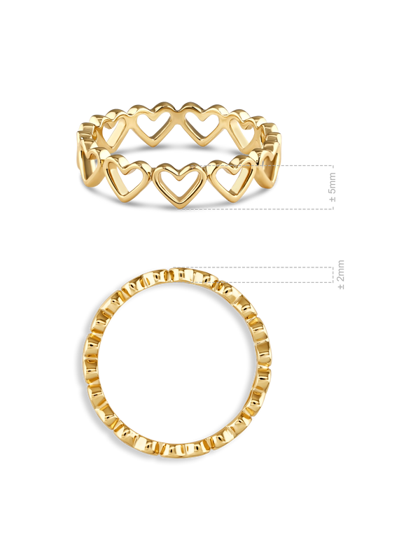 Open Heart Eternity Ring in Gold Plated Sterling Silver