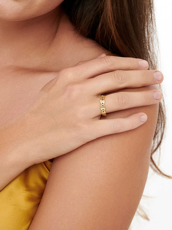Mariner Link Ring in Rhodium Plated Sterling Silver