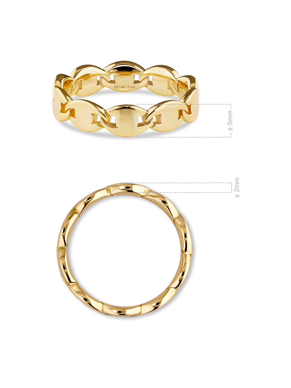 DEVATA Mariner Link Ring in Gold Plated Sterling Silver