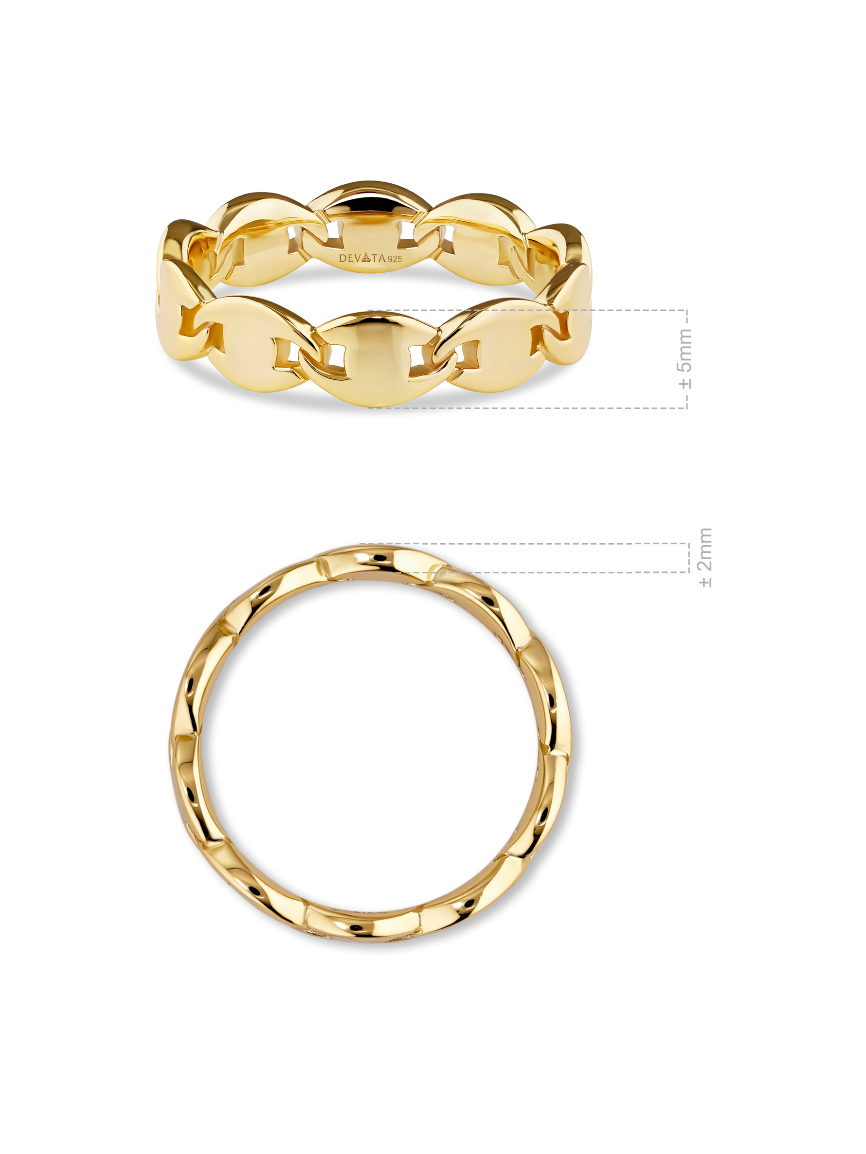 DEVATA Mariner Link Ring in Gold Plated Sterling Silver